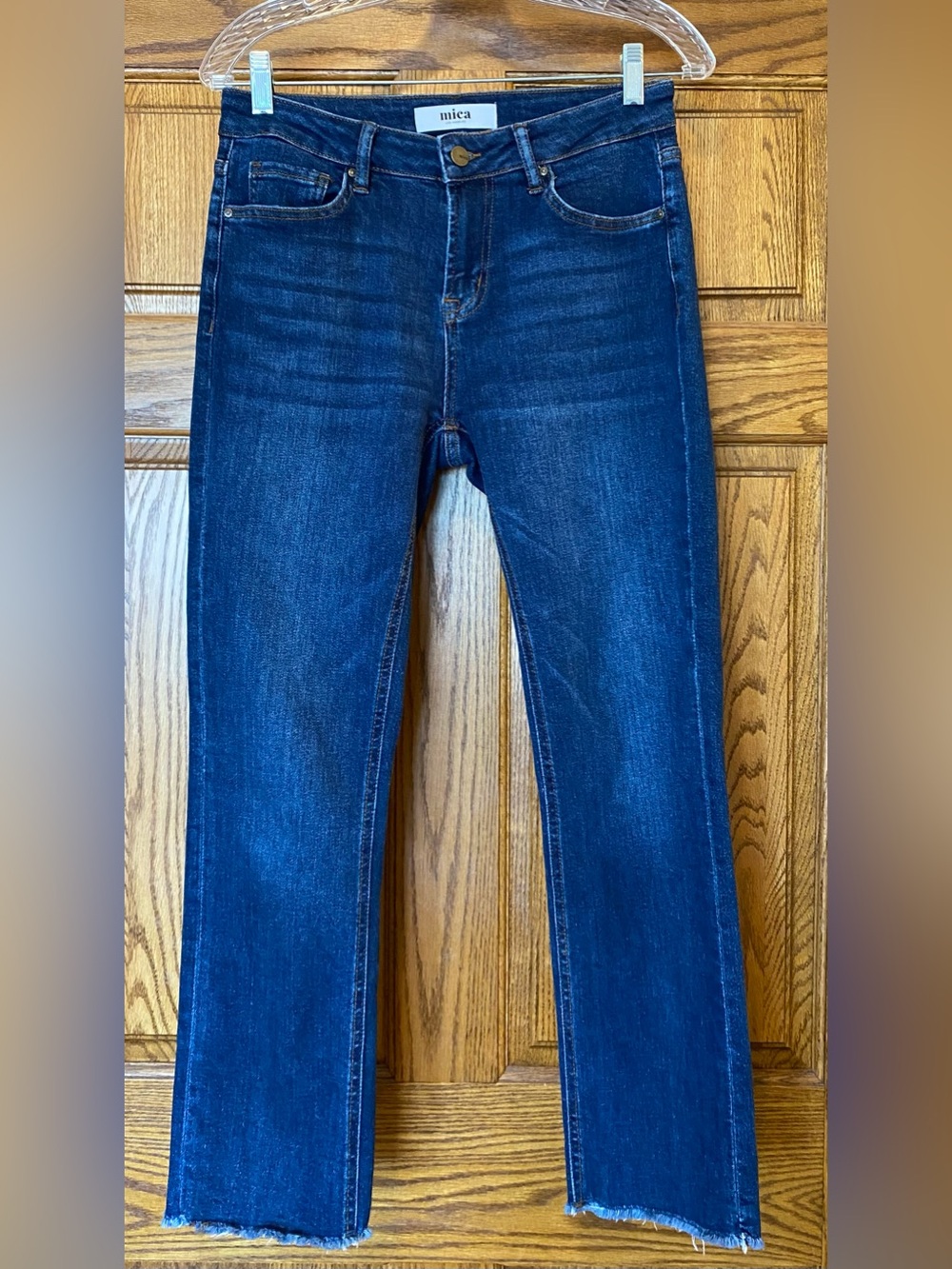 Mica Los Angeles Raw Hem Straight Crop Jeans Women’s Size 25 Dark Wash